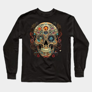 Halloween Day of the Dead Boho Sugar Skull Long Sleeve T-Shirt